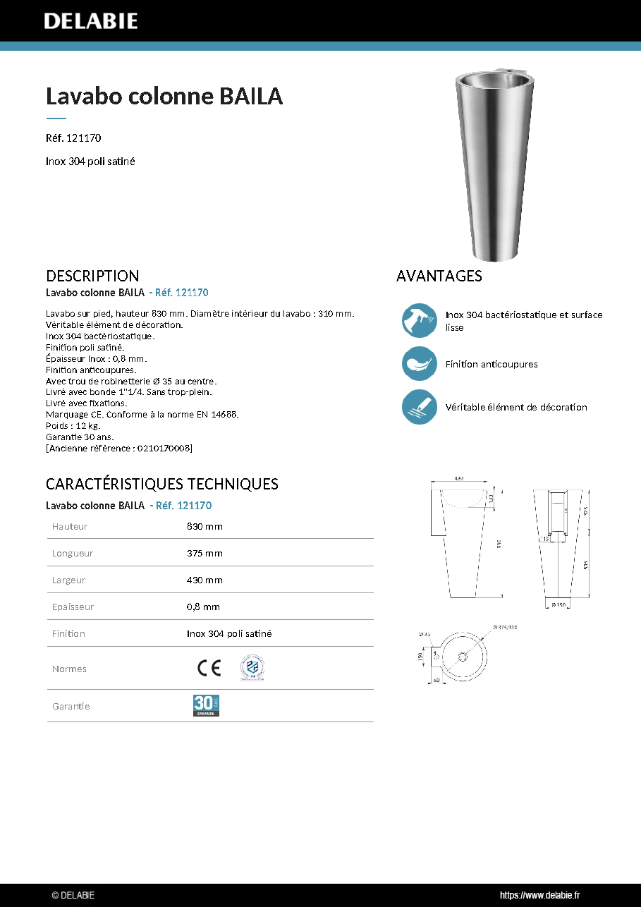 Fiche technique fournisseur