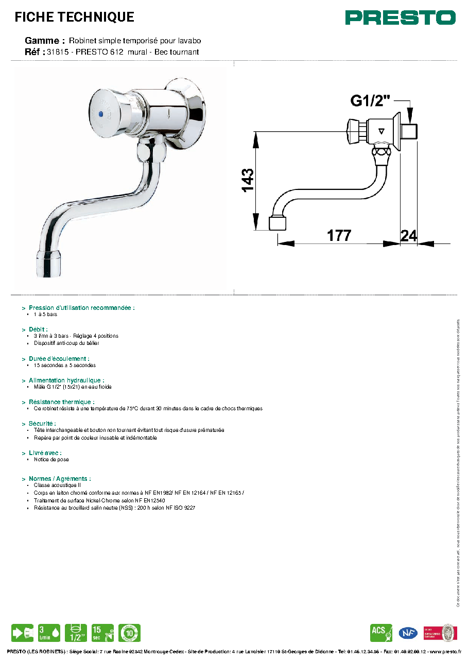 Fiche technique fournisseur