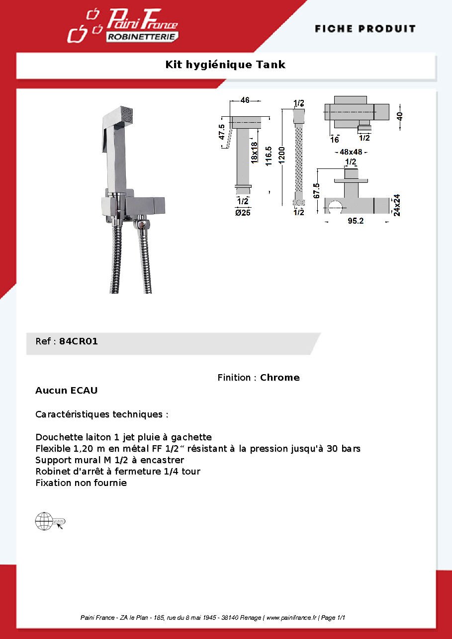 Fiche technique fournisseur