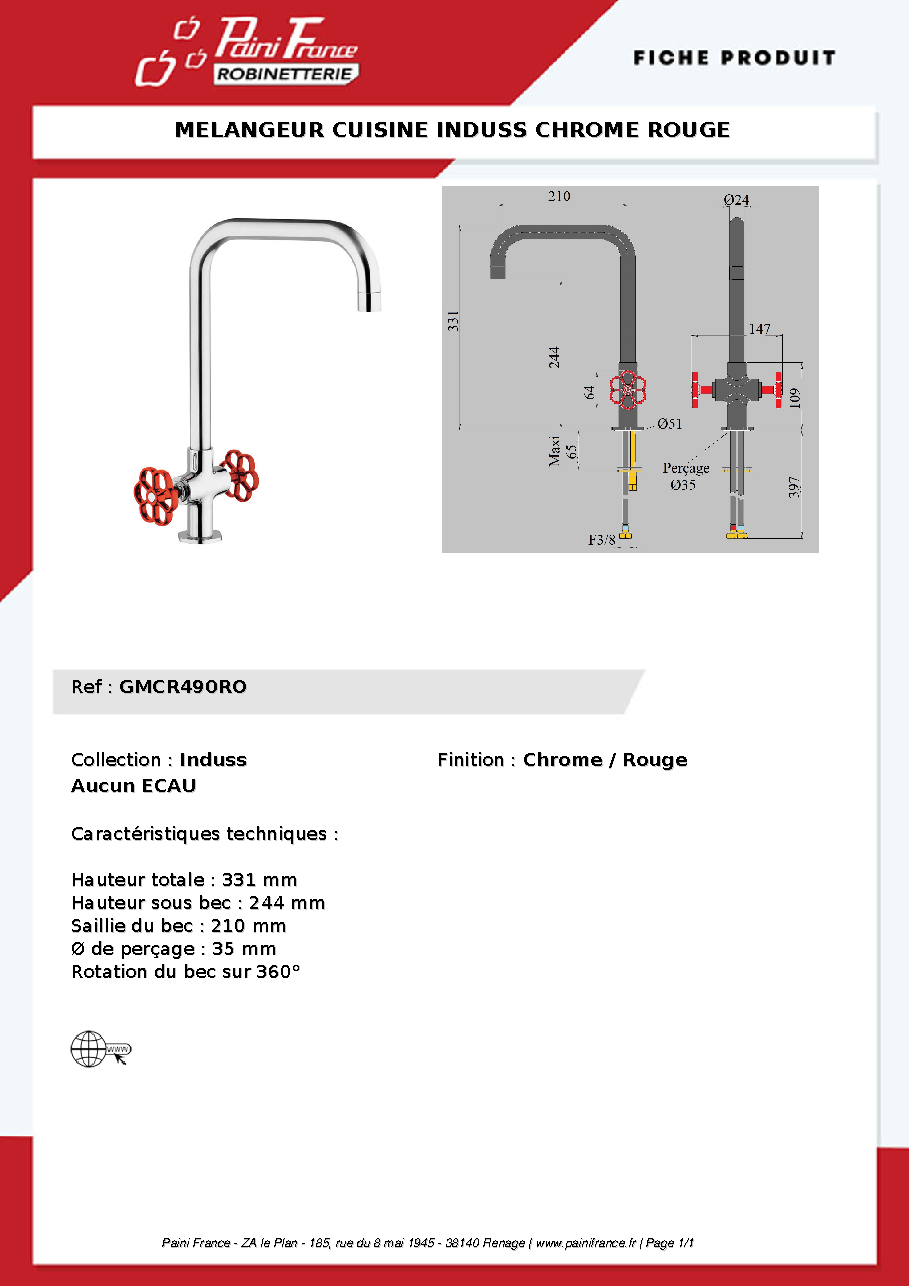 Fiche technique fournisseur