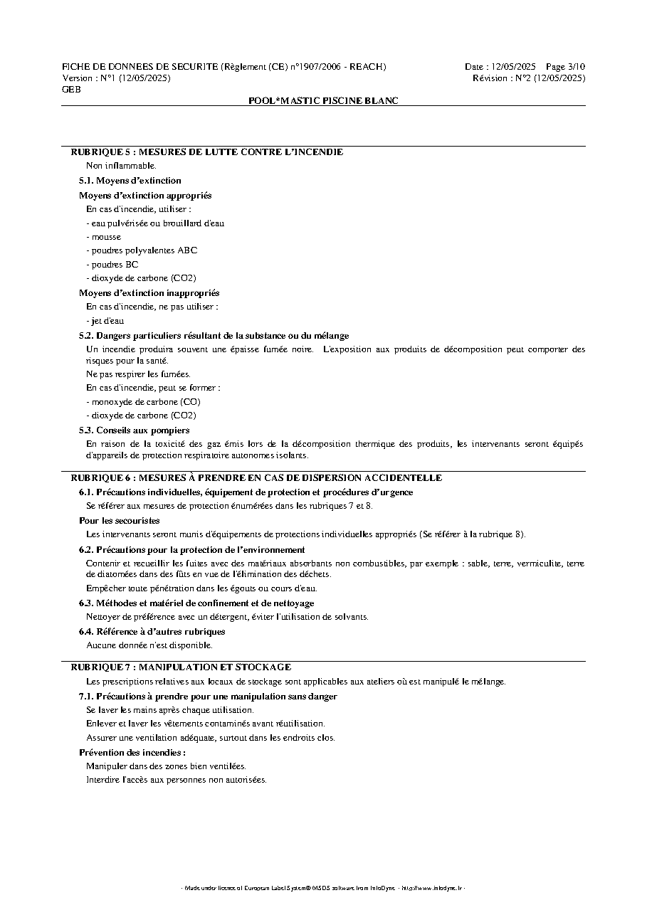 Fiche technique fournisseur
