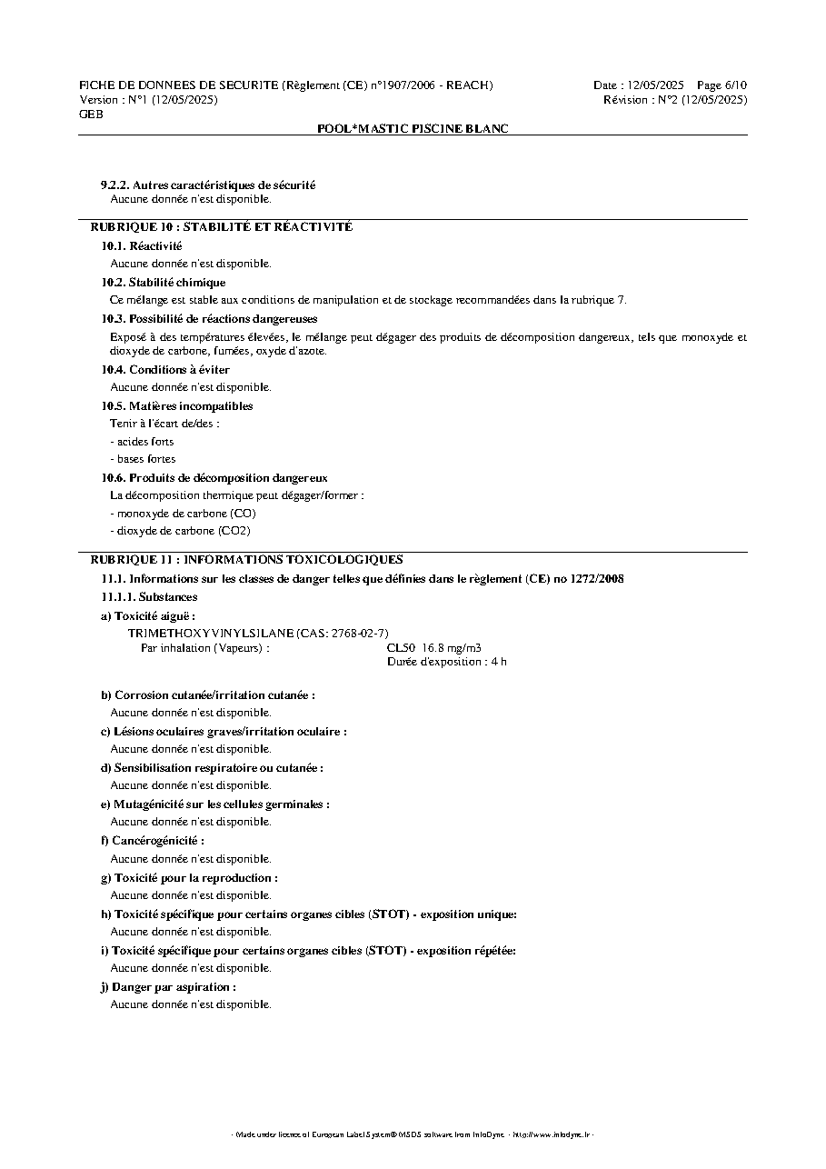Fiche technique fournisseur