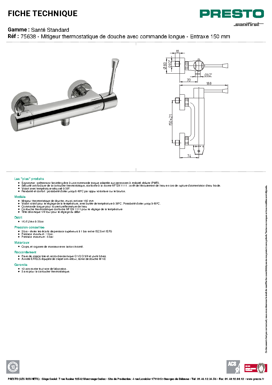 Fiche technique fournisseur
