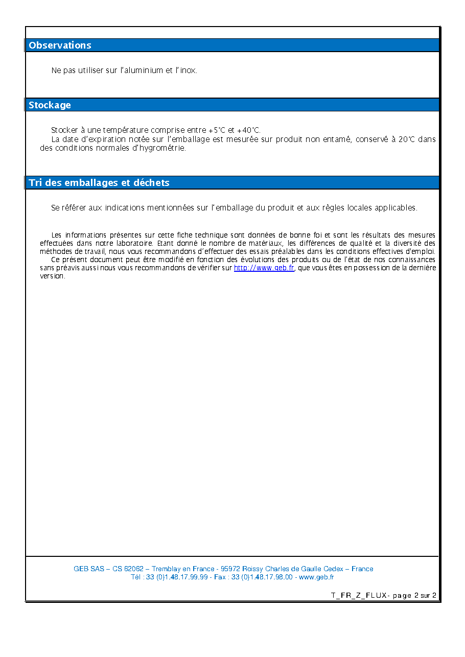 Fiche technique fournisseur