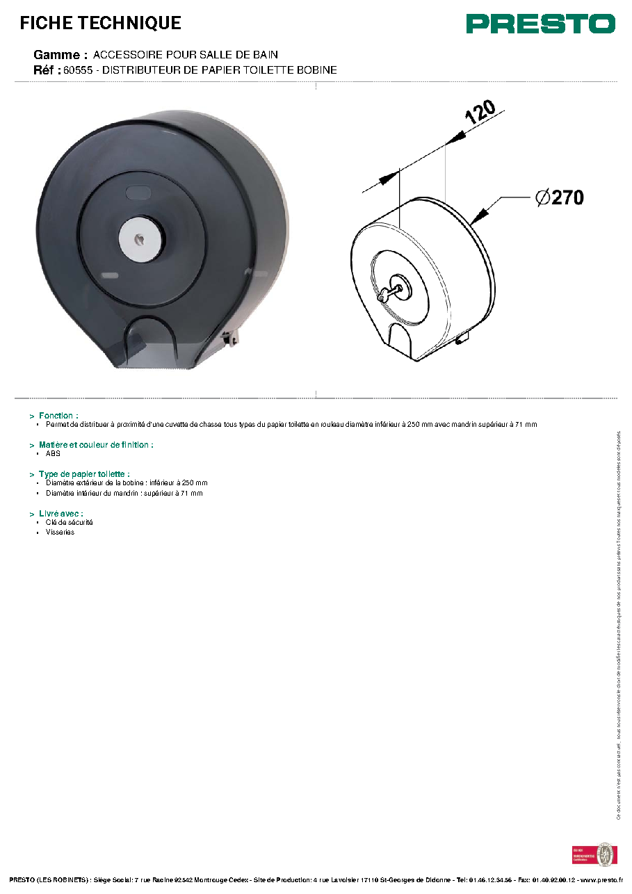 Fiche technique fournisseur