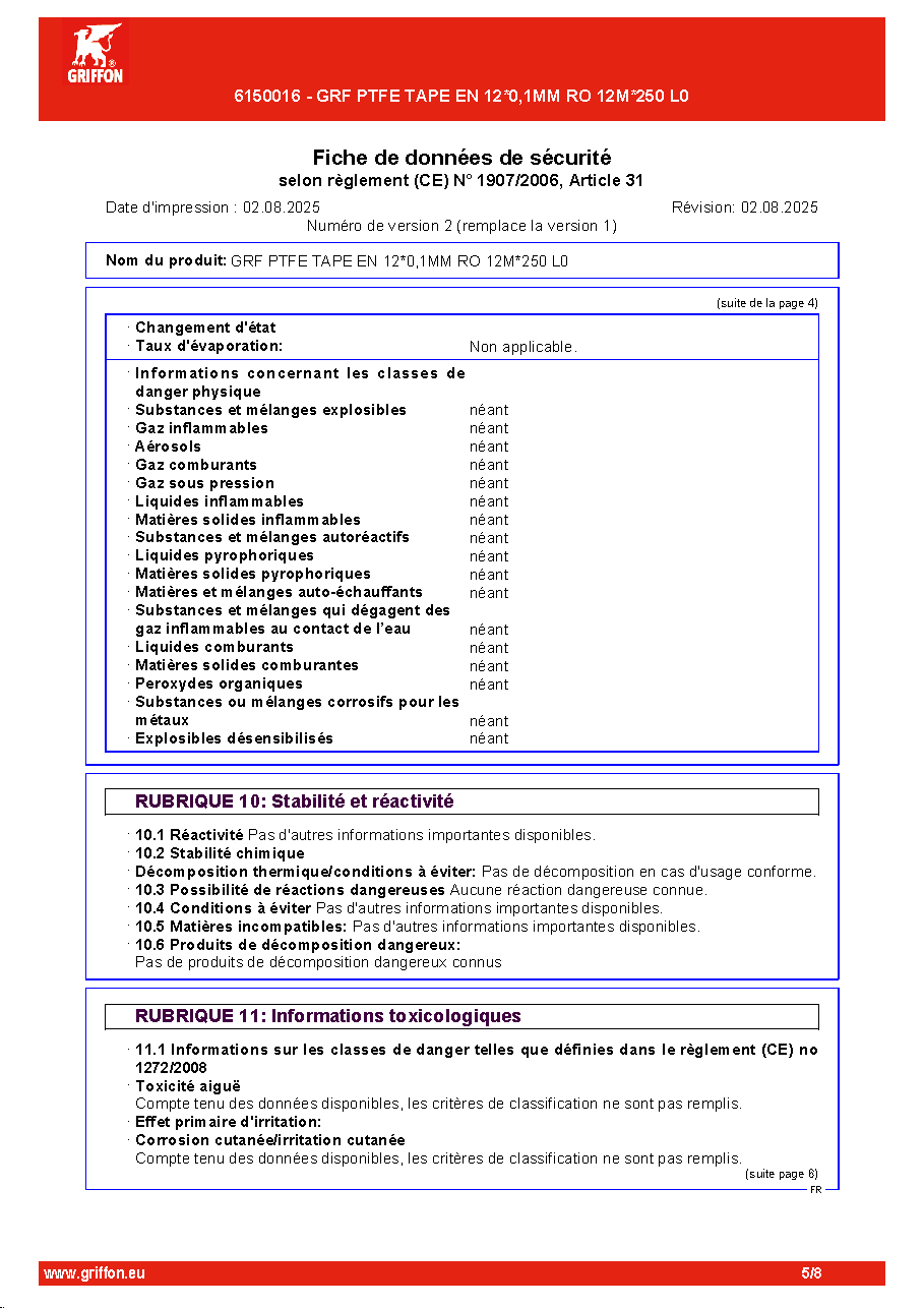 Fiche technique fournisseur