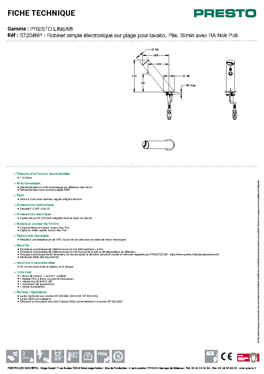 Fiche technique fournisseur