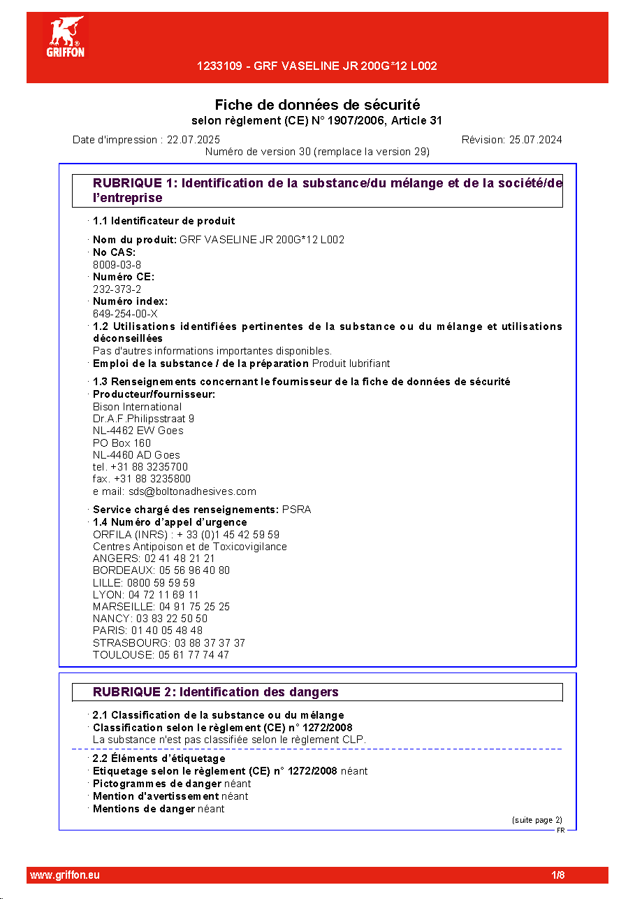 Fiche technique fournisseur
