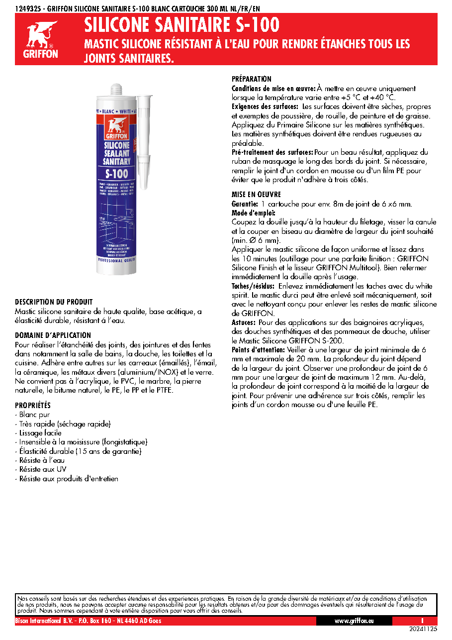 Fiche technique fournisseur