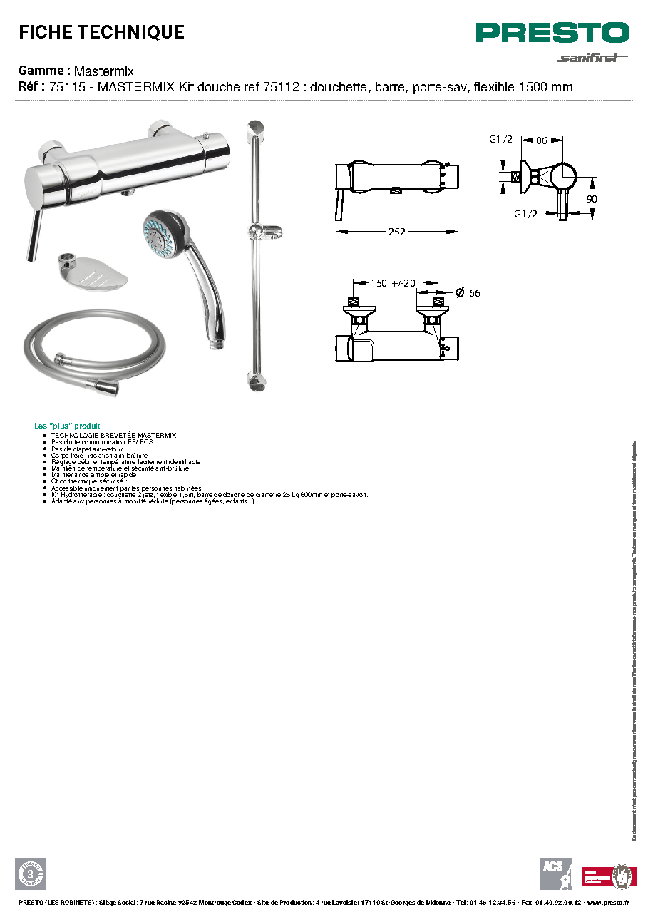 Fiche technique fournisseur