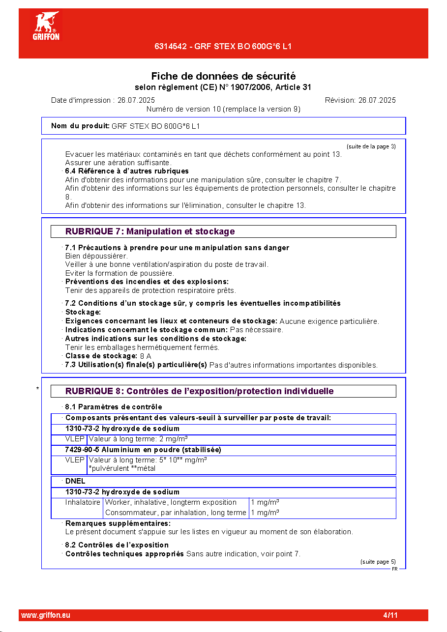 Fiche technique fournisseur
