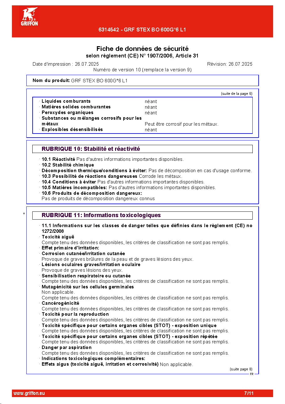 Fiche technique fournisseur