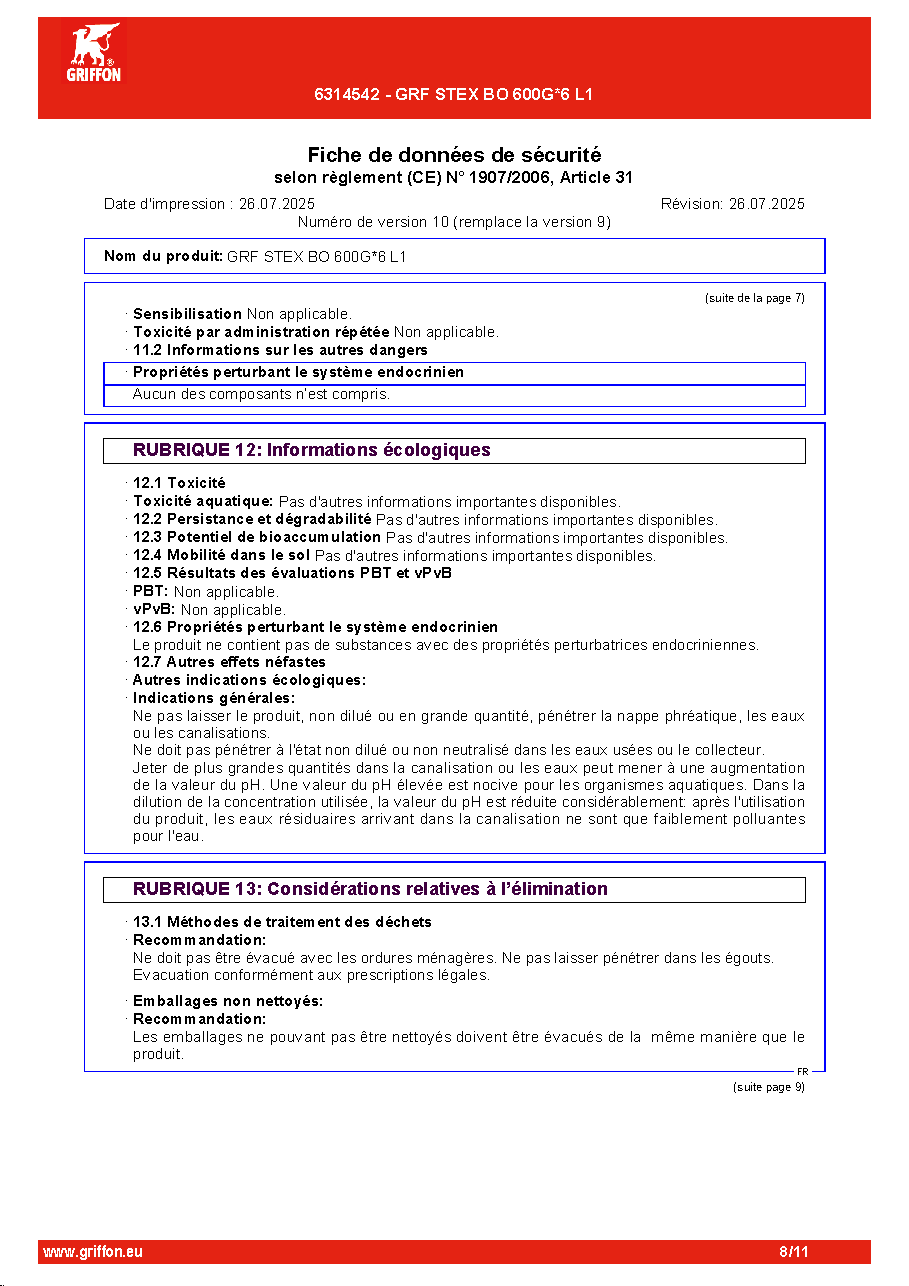 Fiche technique fournisseur