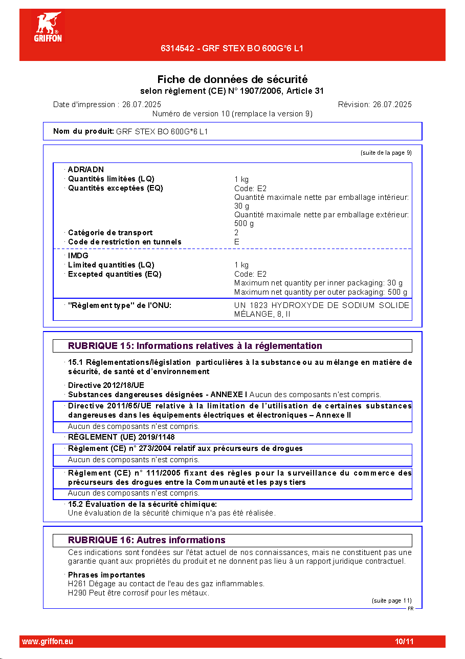 Fiche technique fournisseur