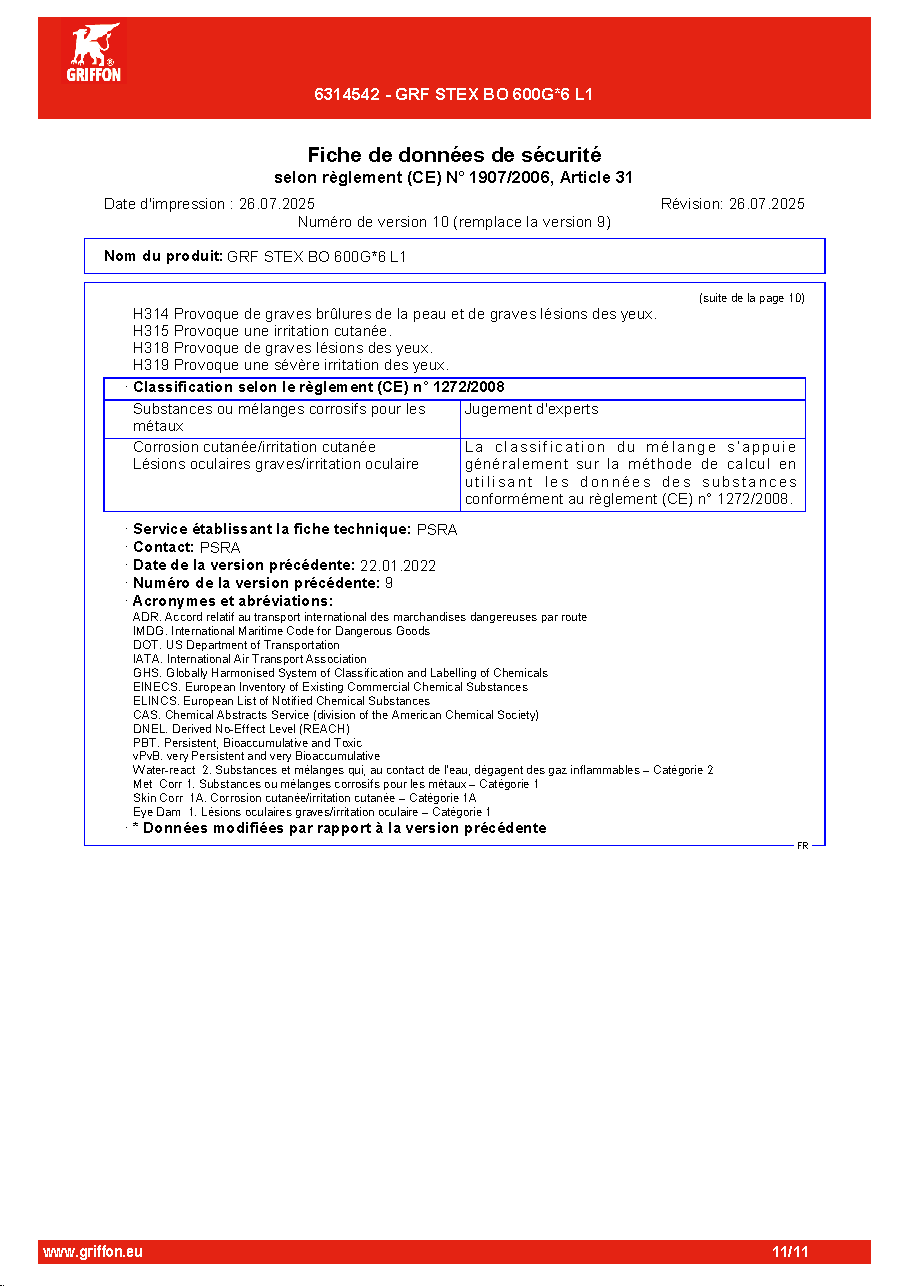 Fiche technique fournisseur