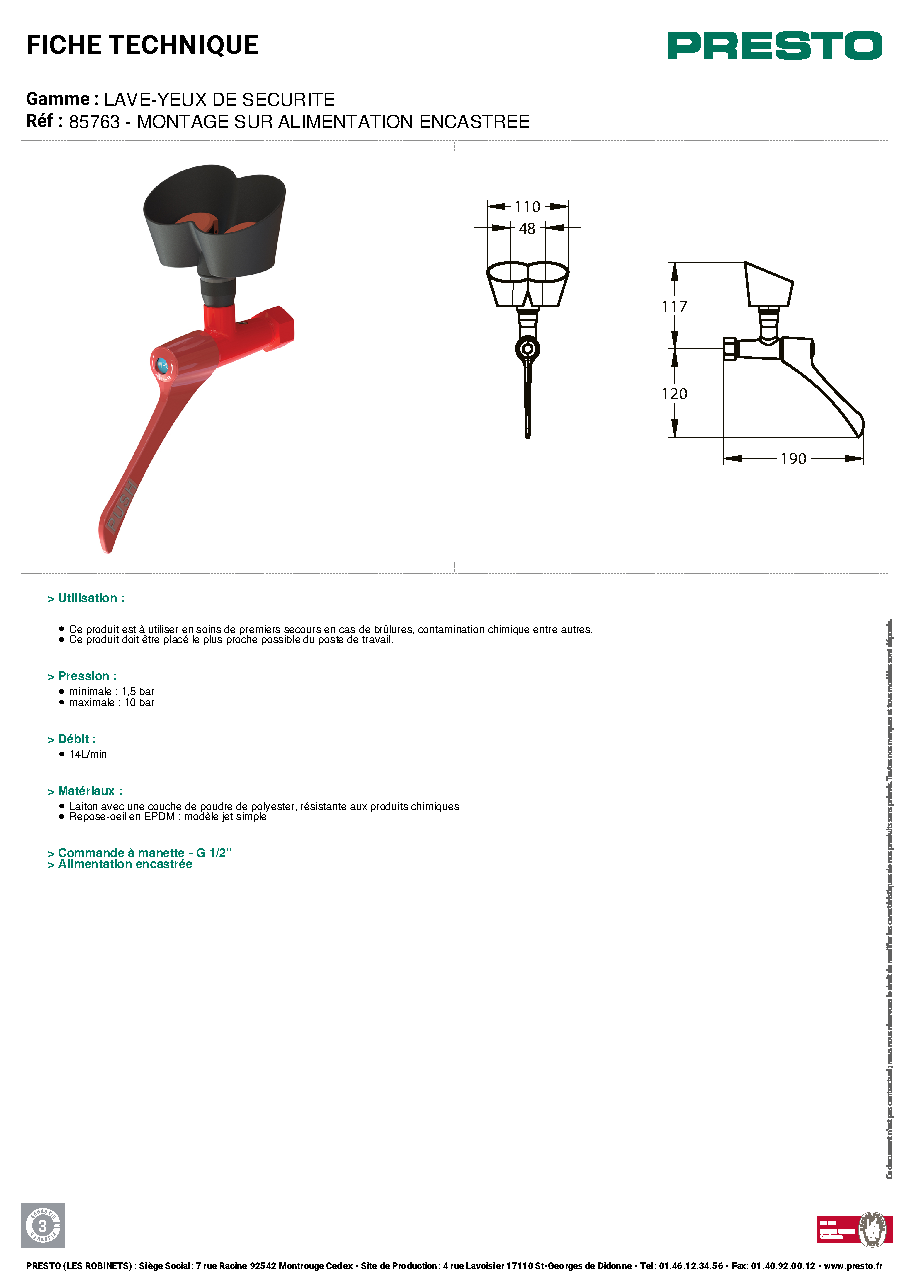 Fiche technique fournisseur