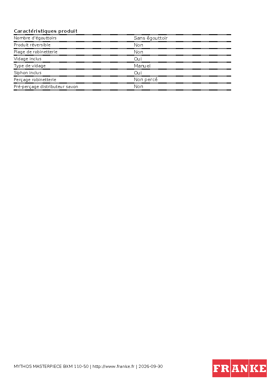 Fiche technique fournisseur