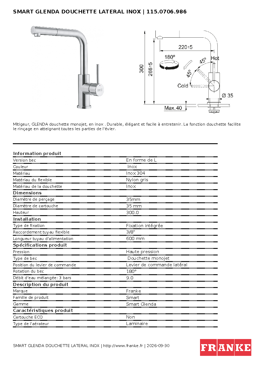 Fiche technique fournisseur