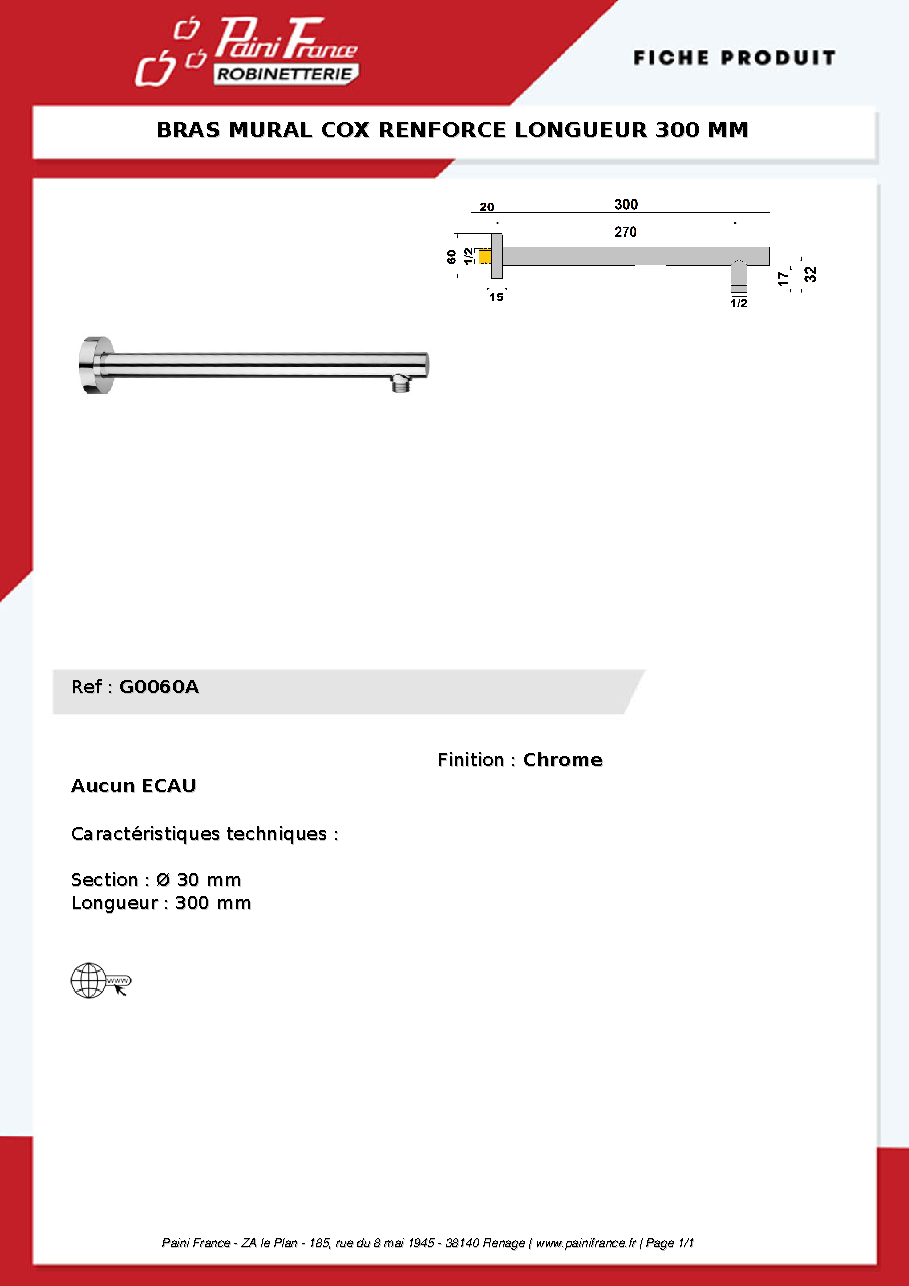 Fiche technique fournisseur