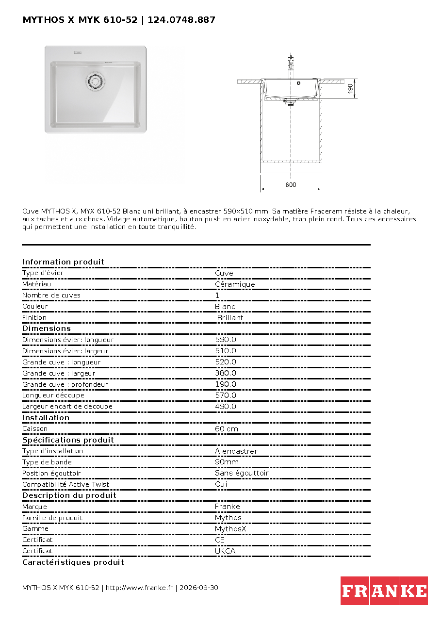 Fiche technique fournisseur