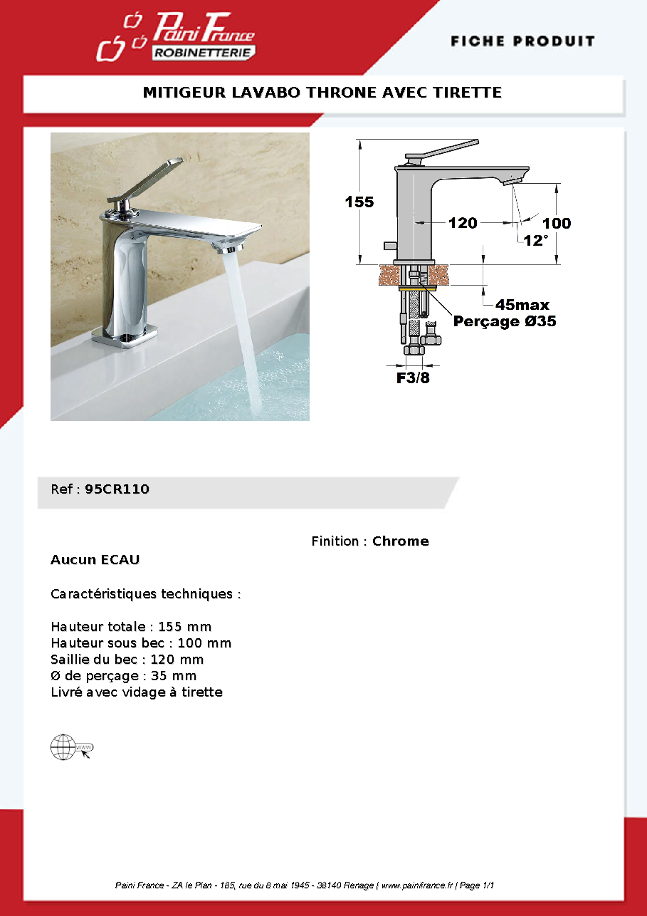 Fiche technique fournisseur