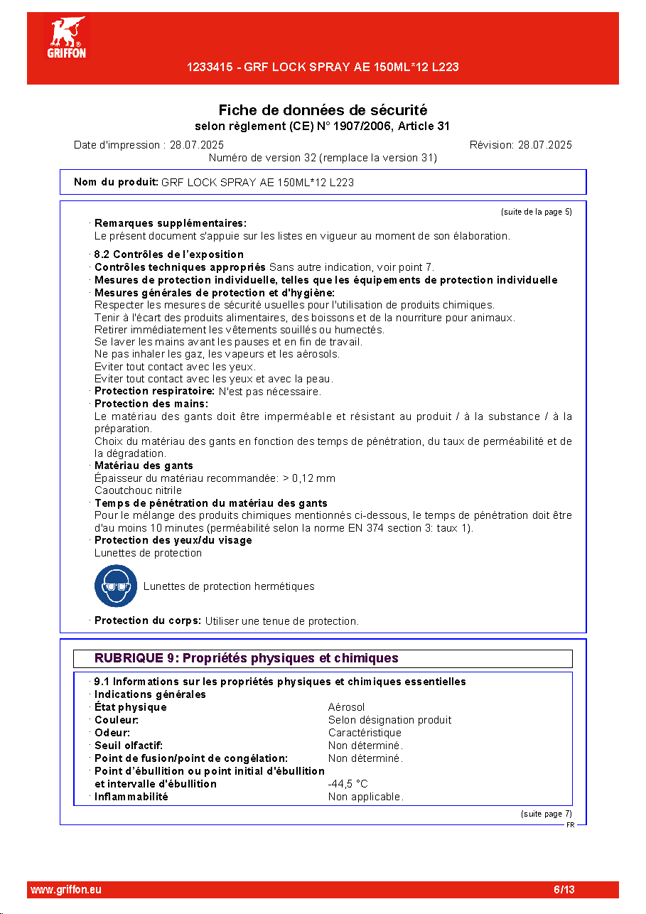Fiche technique fournisseur