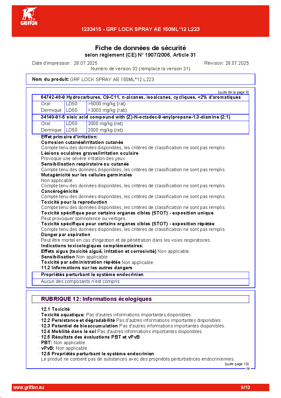 Fiche technique fournisseur