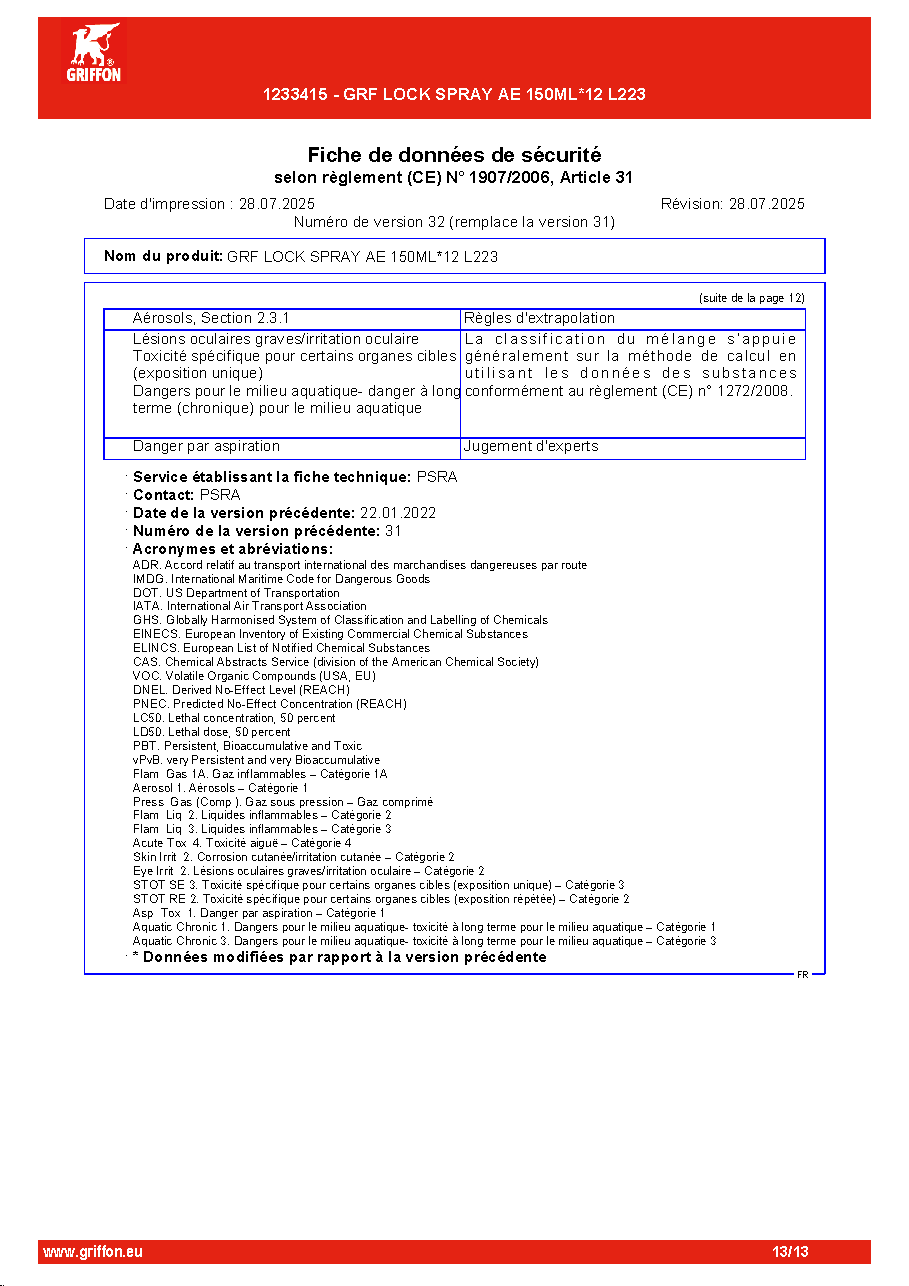 Fiche technique fournisseur
