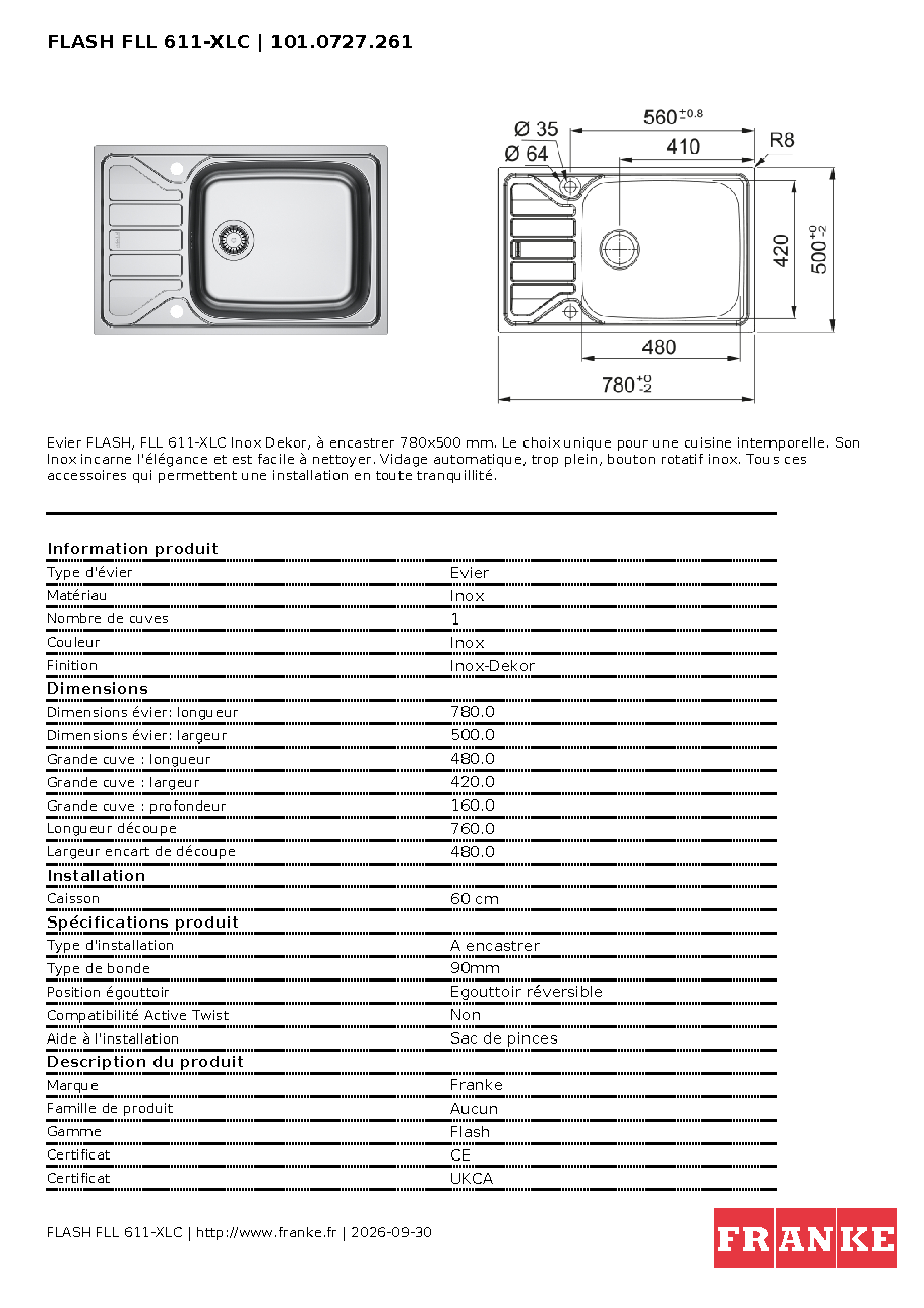 Fiche technique fournisseur