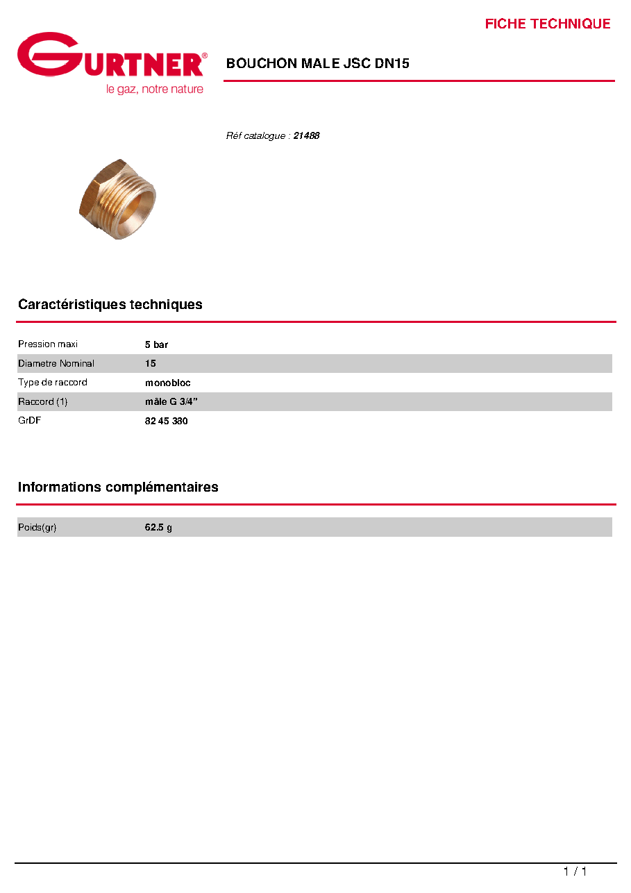 Fiche technique fournisseur