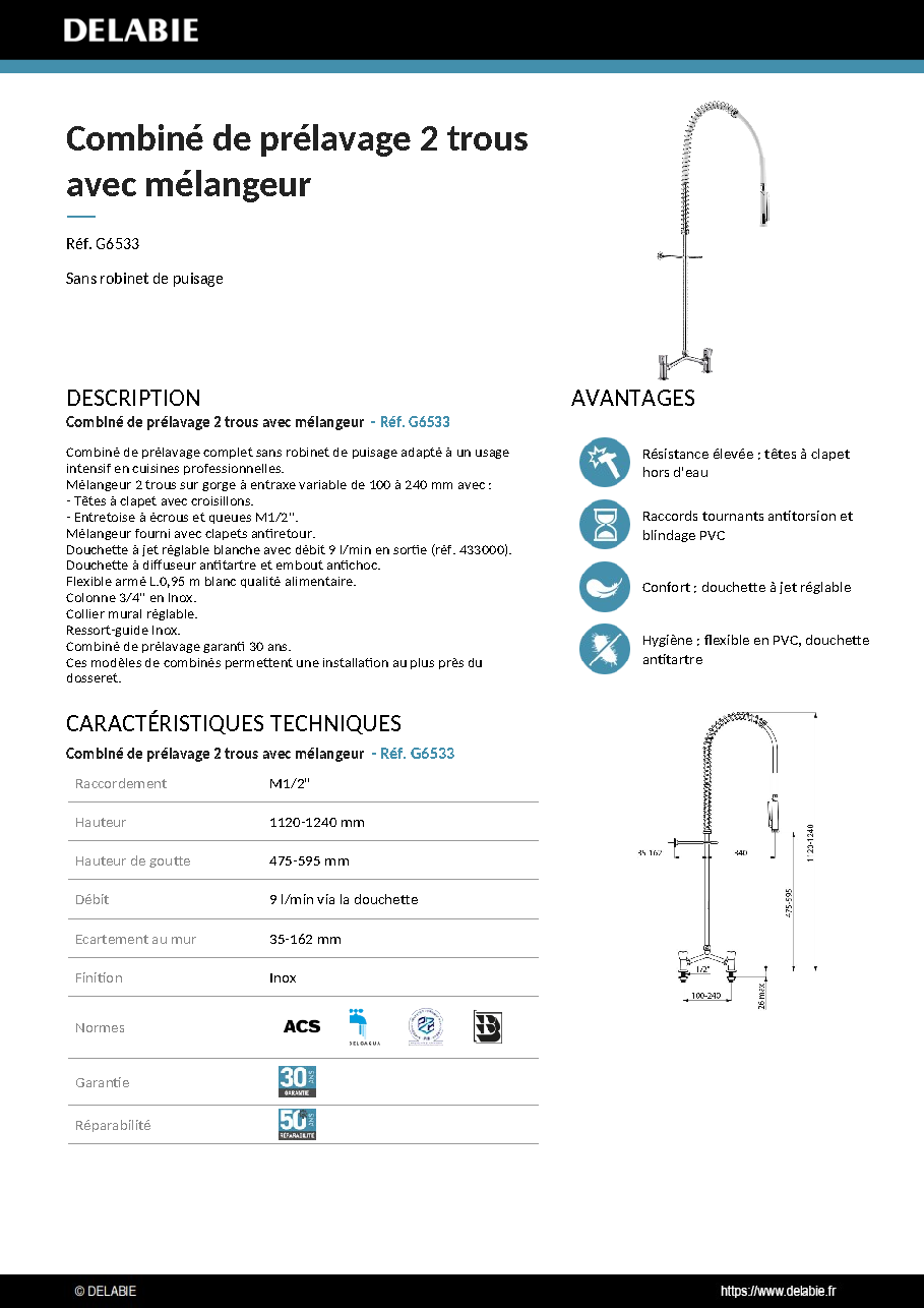 Fiche technique fournisseur