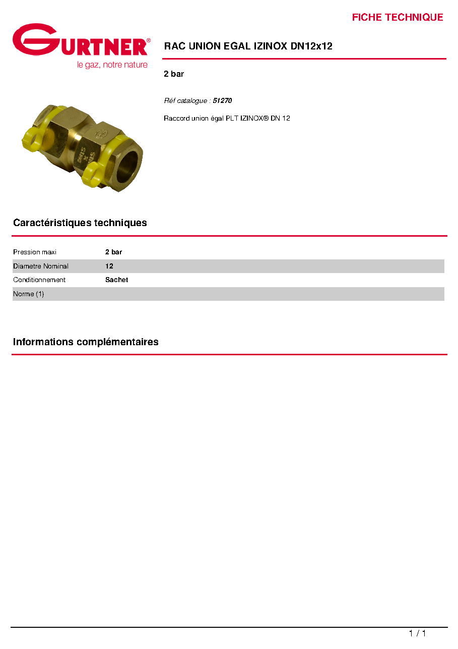 Fiche technique fournisseur
