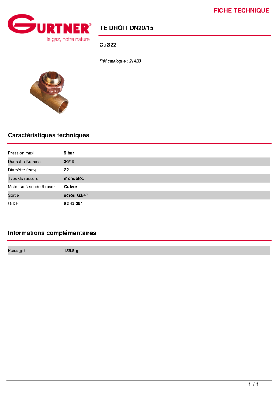 Fiche technique fournisseur