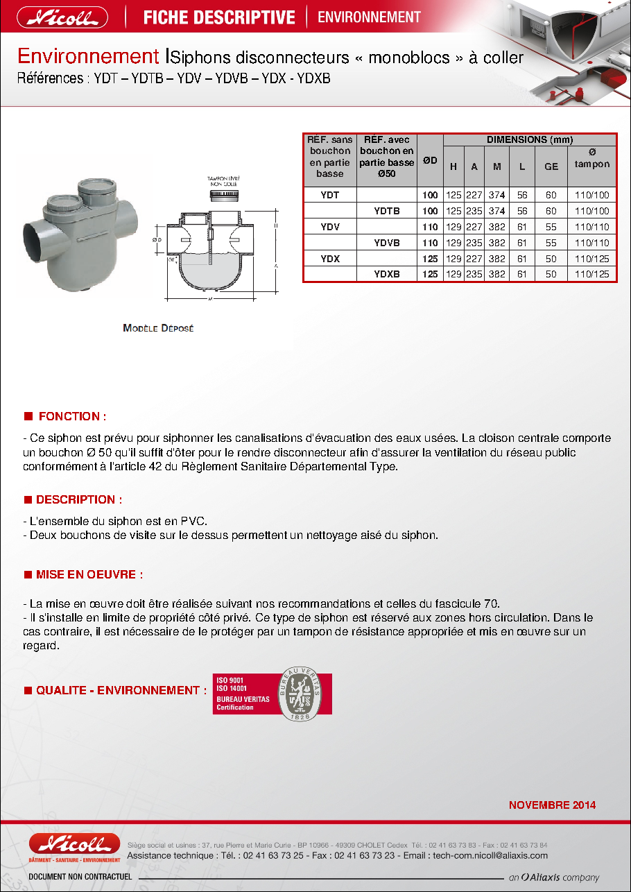 Fiche technique fournisseur