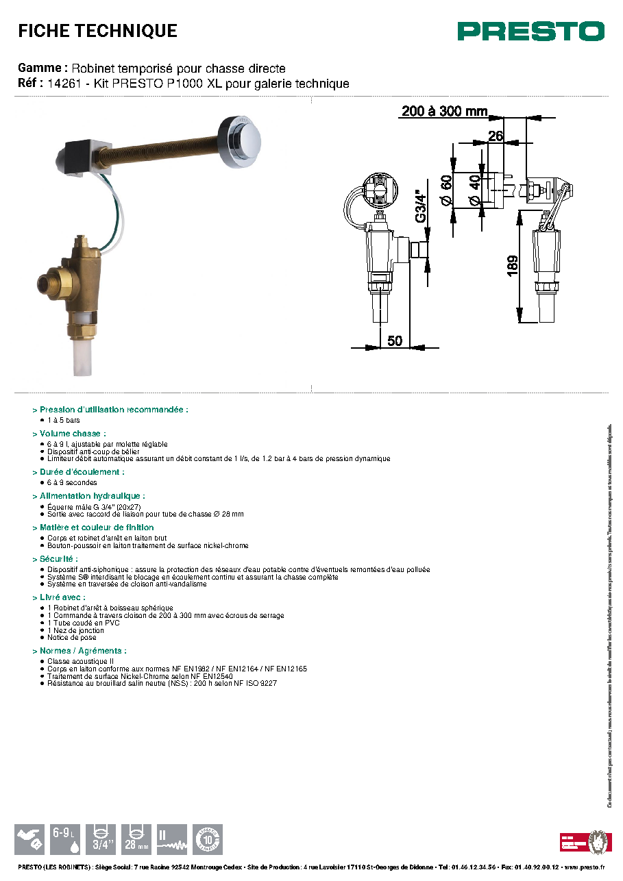 Fiche technique fournisseur