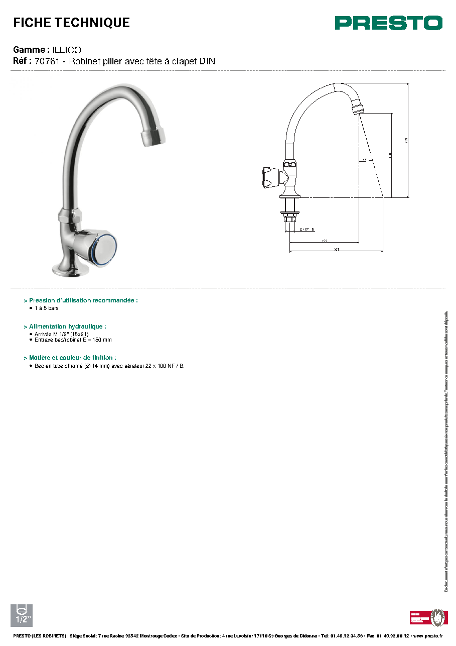 Fiche technique fournisseur