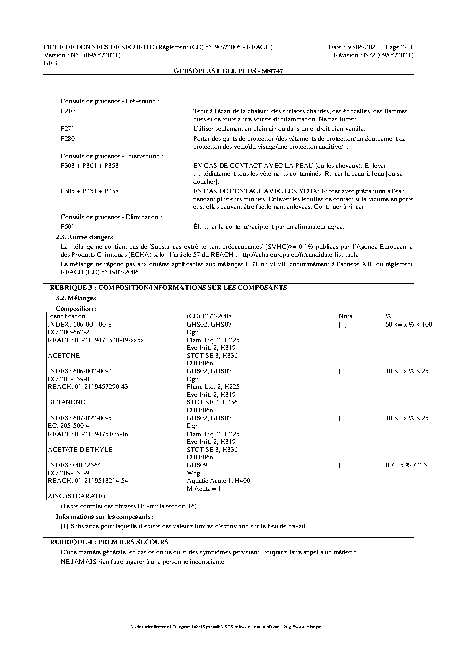 Fiche technique fournisseur