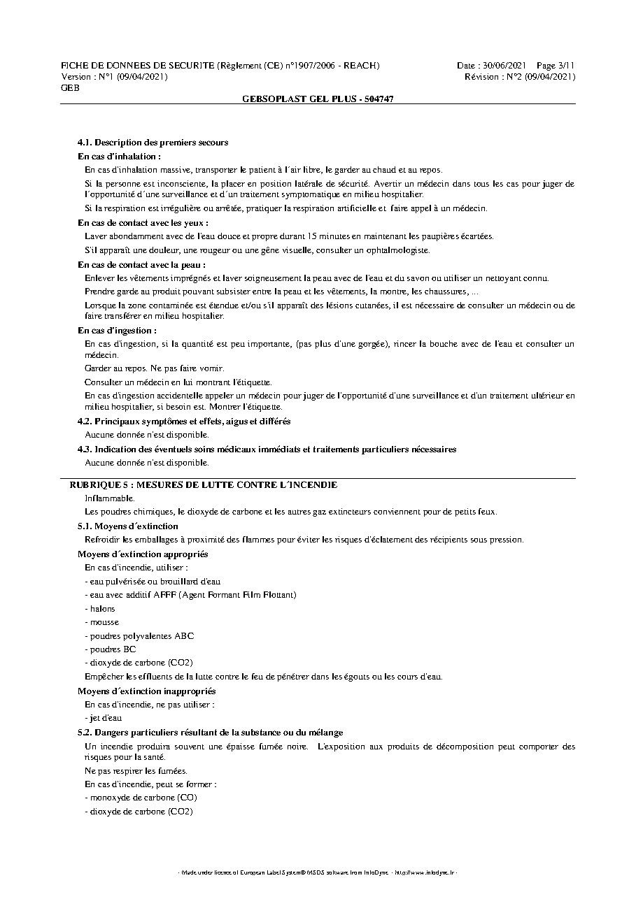 Fiche technique fournisseur
