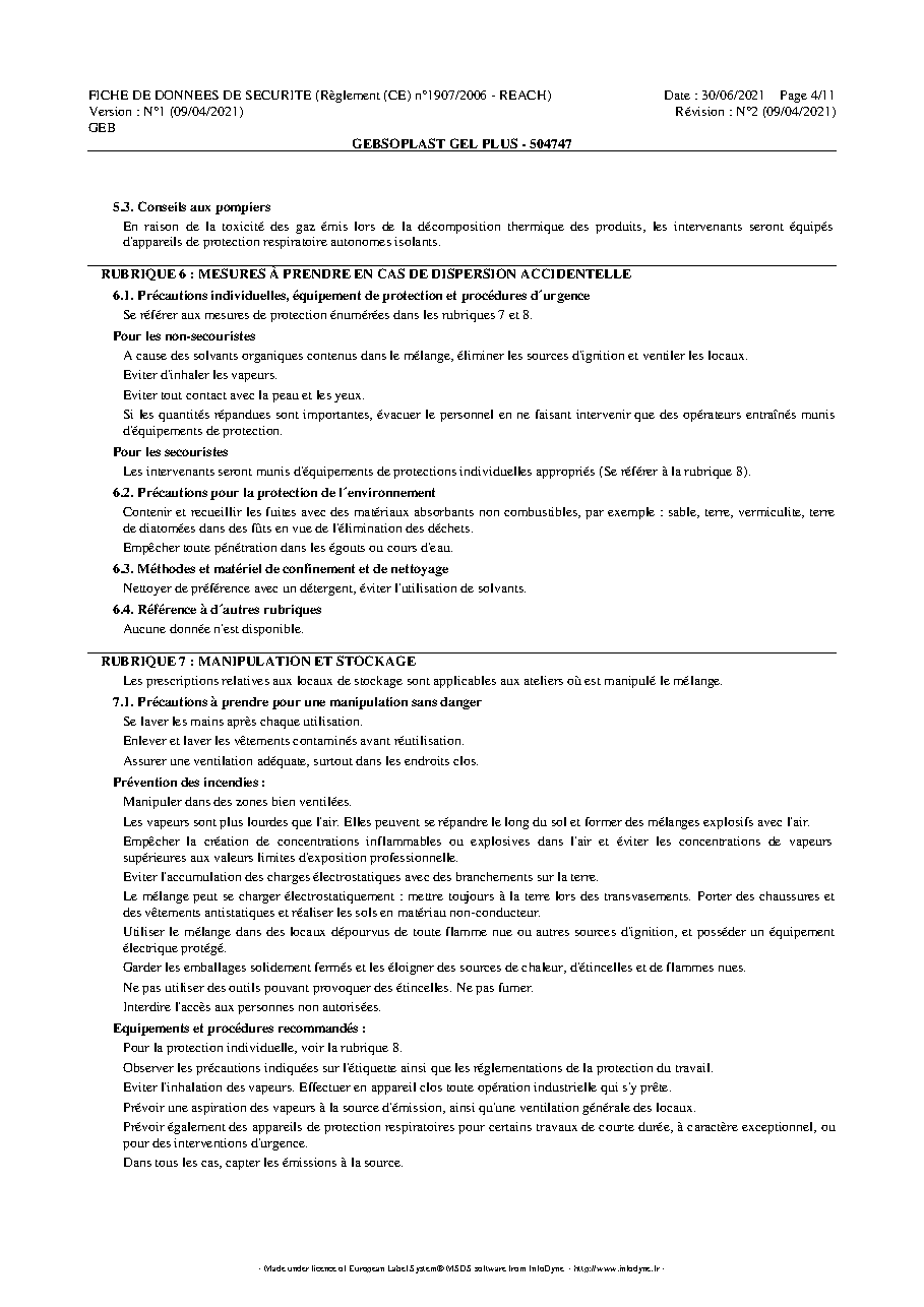 Fiche technique fournisseur