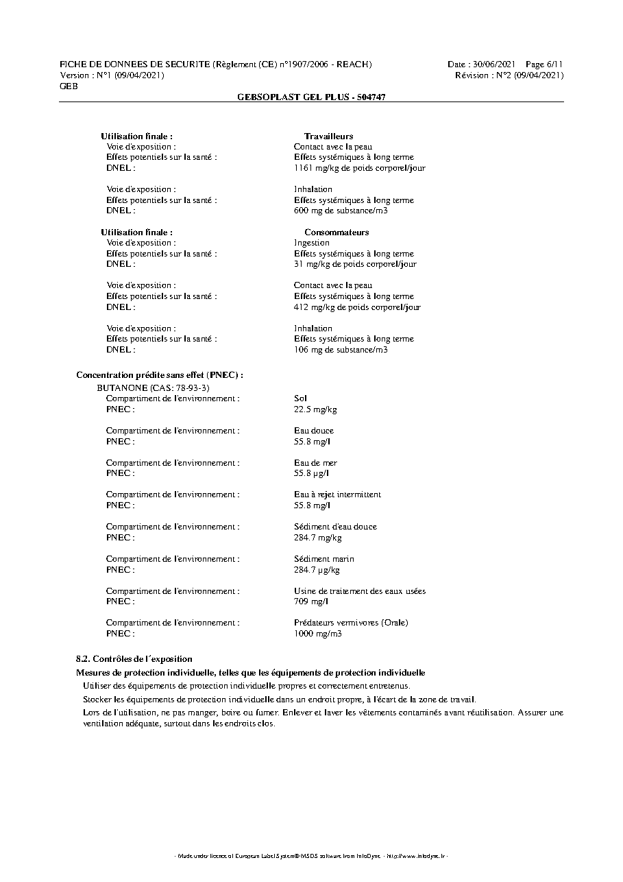 Fiche technique fournisseur