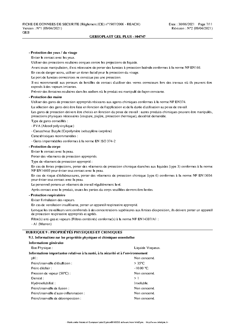 Fiche technique fournisseur