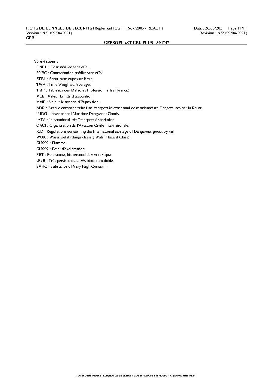 Fiche technique fournisseur