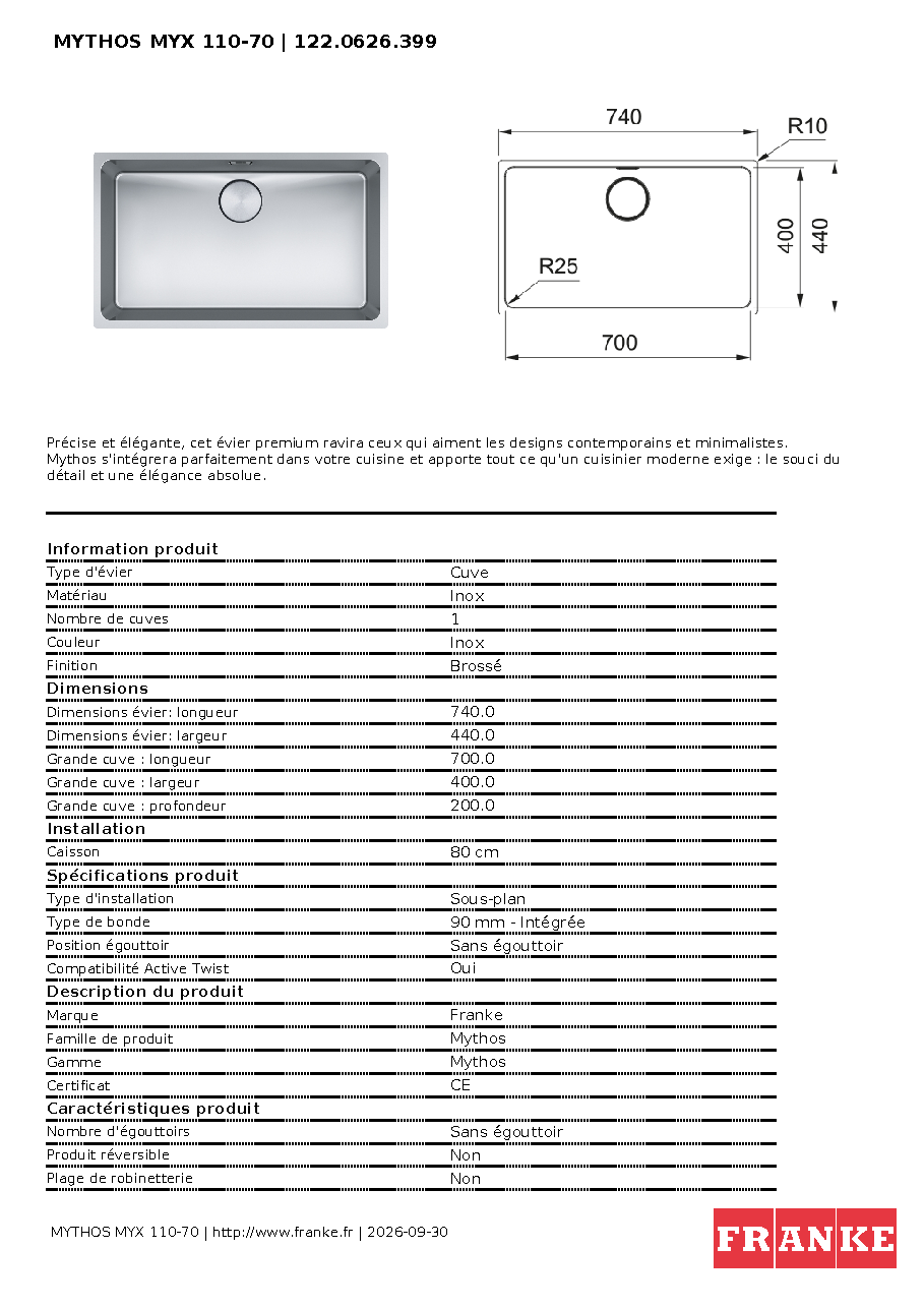 Fiche technique fournisseur