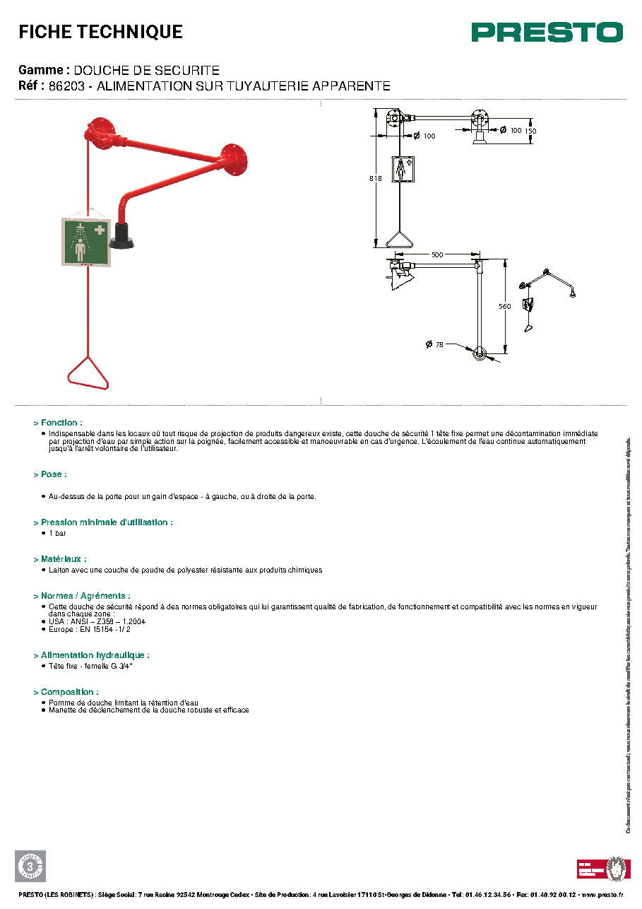 Fiche technique fournisseur