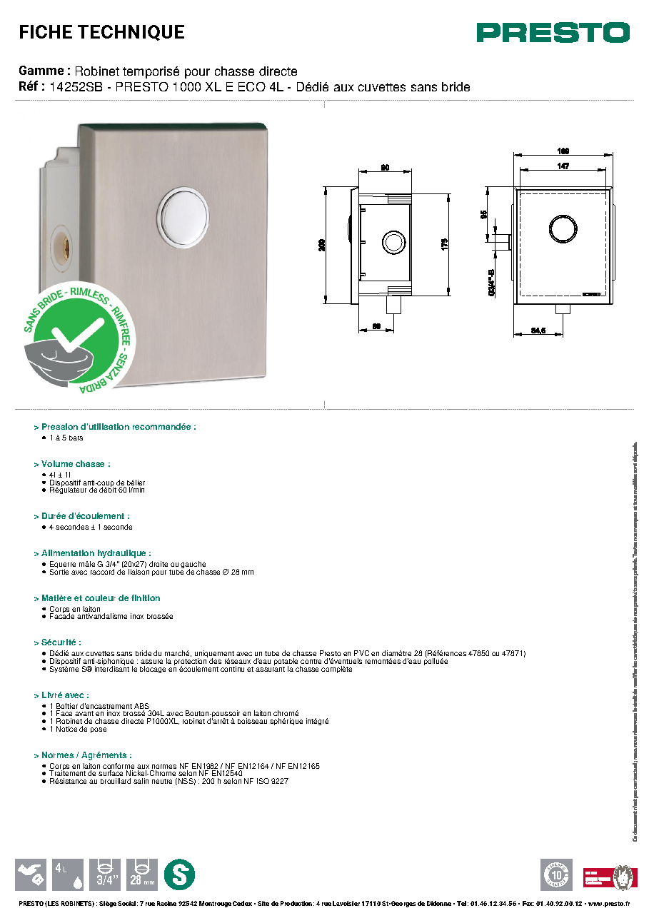 Fiche technique fournisseur