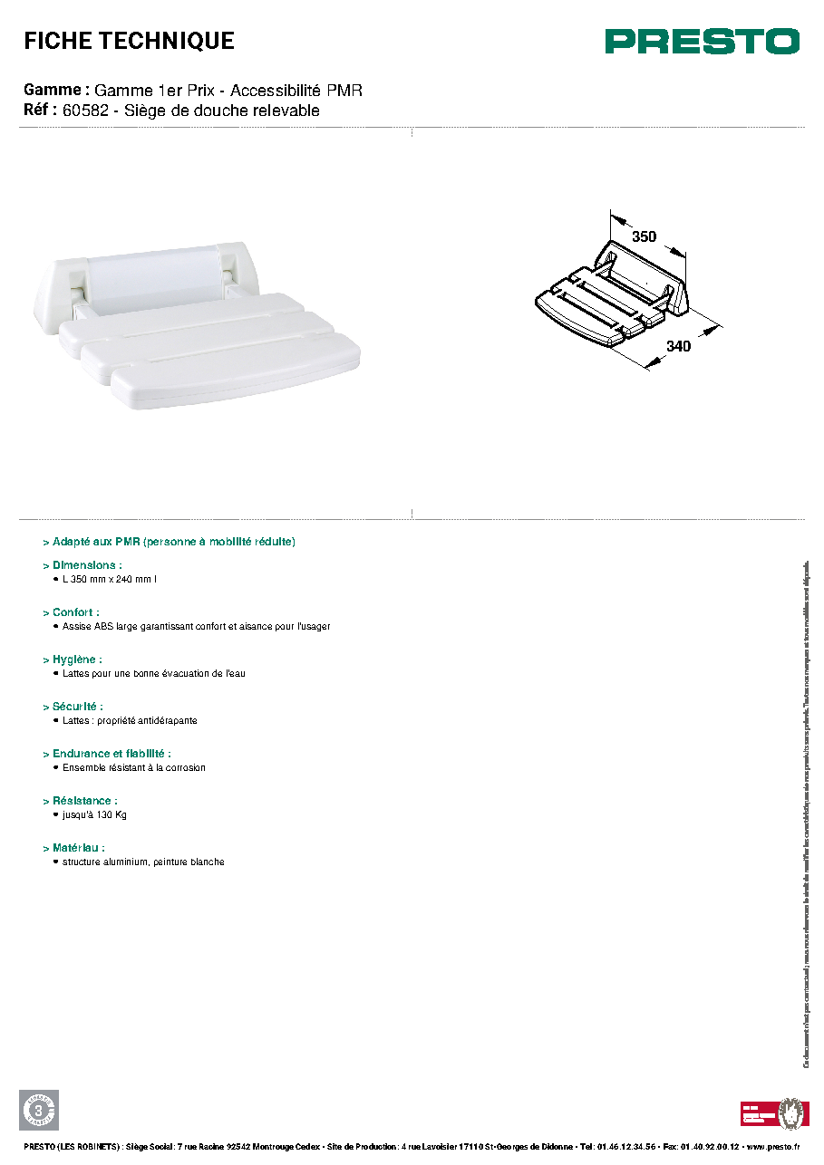 Fiche technique fournisseur