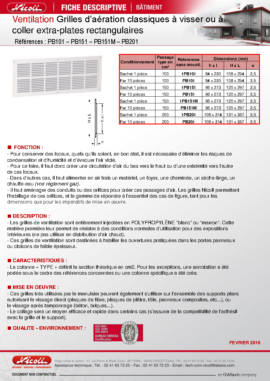 Fiche technique fournisseur