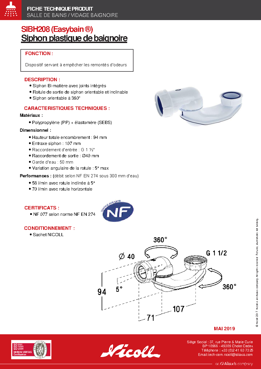 Fiche technique fournisseur
