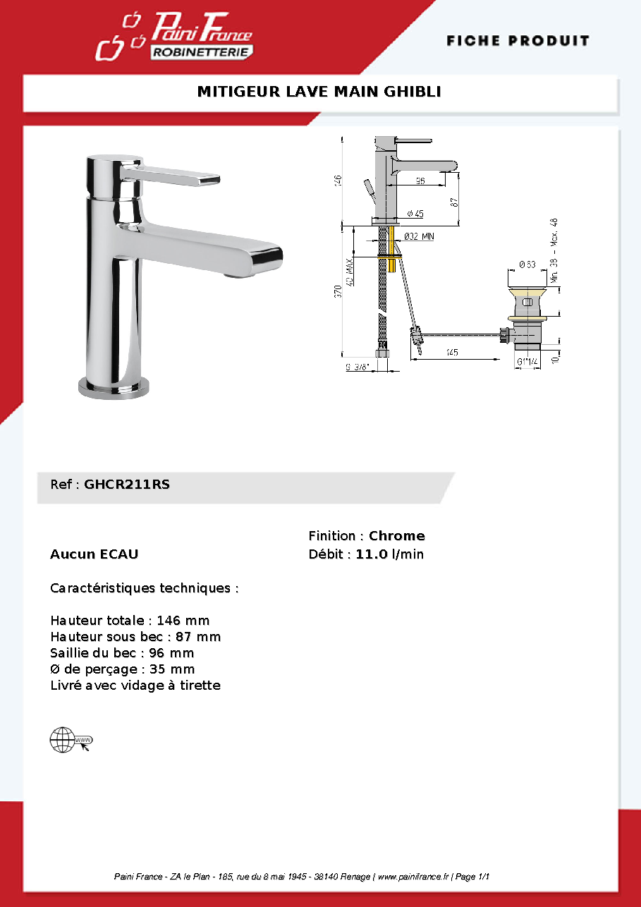 Fiche technique fournisseur