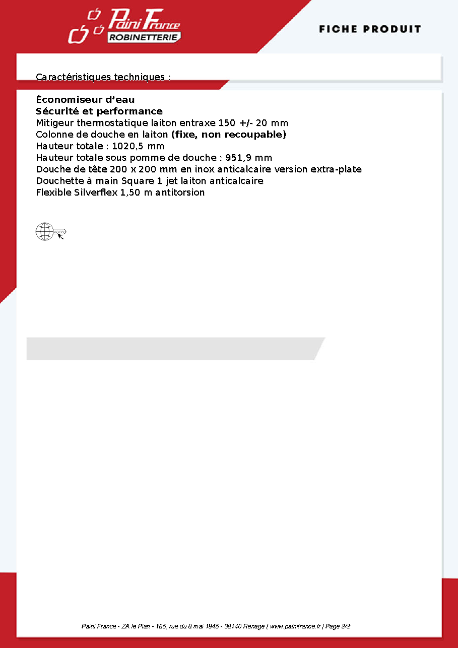 Fiche technique fournisseur